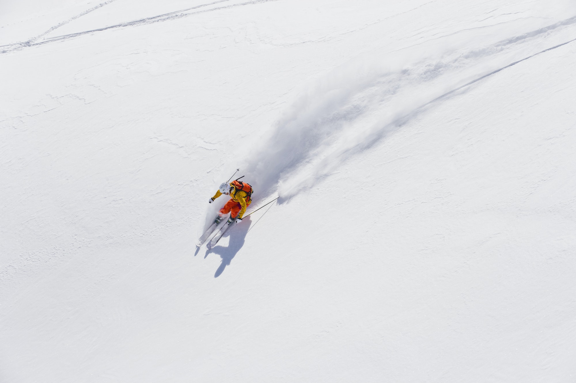 Austria, Young woman doing alpine skiing